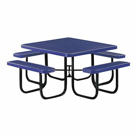 WABASH VALLEY WV SG140D Outdoor Umbrella Table with 4 Seats, Diamond Pattern, Coated Steel Mesh, 46'' Square. 947SG140D